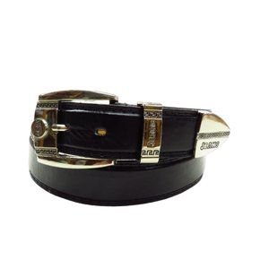 Vintage Black Leather Belt W/Suede Lining